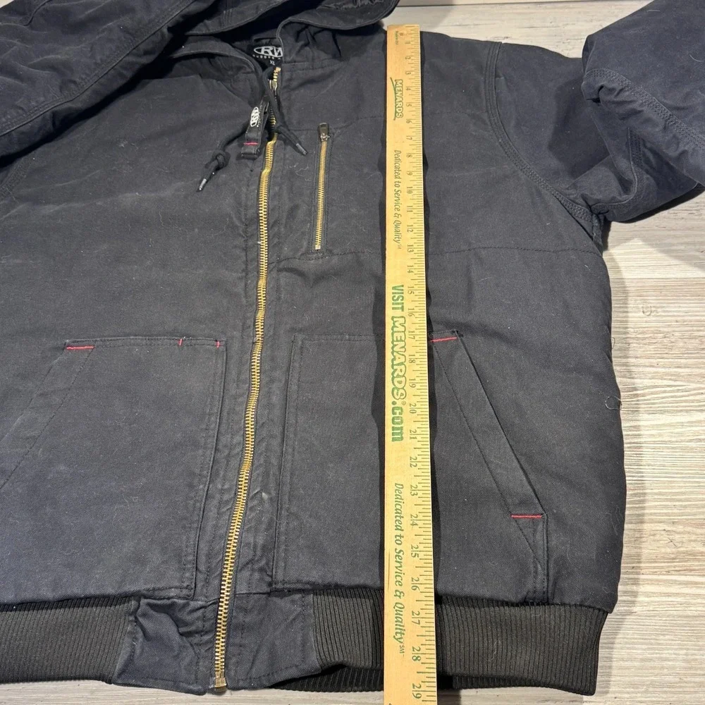 RW Rugged Wear Heavy Duty Hooded Work Jacket Men's Sz XL Black 3M Thinsulate